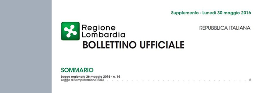 Entra in vigore la Legge Regionale n. 14 del 26/05/2016.