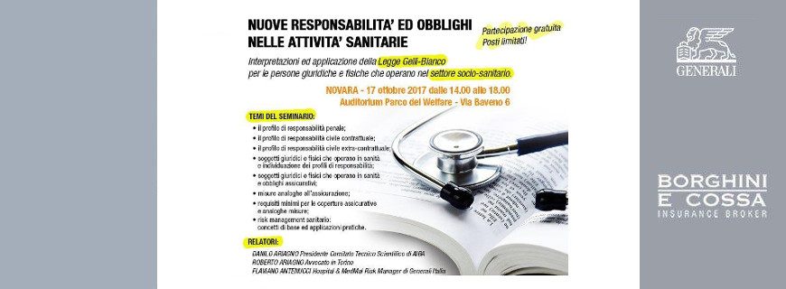 Seminario “Nuove responsabilità ed obblighi nelle attività sanitarie”, 17/10/2017.